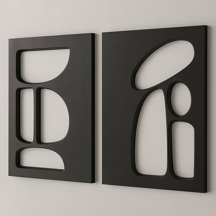 Wallity Conjunto de 2 Pinturas Decorativas de MDF 40 x 60 cm Negro